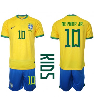 Maillot de foot Brésil Neymar Jr #10 Domicile enfant Monde 2022 Manches Courte (+ pantalon court)